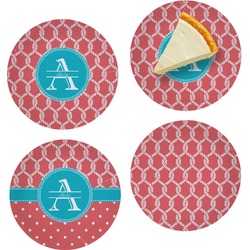 Linked Rope Set of 4 Glass Appetizer / Dessert Plate 8" (Personalized)