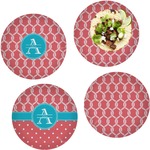 Linked Rope Set of 4 Glass Lunch / Dinner Plate 10" (Personalized)
