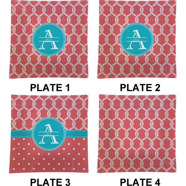 Linked Rope Set of Square Dinner Plates (Approval)