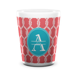 Linked Rope Ceramic Shot Glass - 1.5 oz - White - Set of 4 (Personalized)