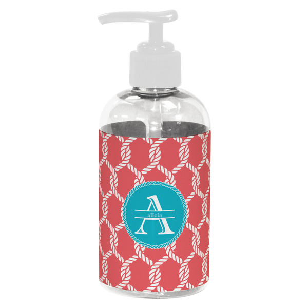 Custom Linked Rope Plastic Soap / Lotion Dispenser (8 oz - Small - White) (Personalized)