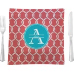 Linked Rope Glass Square Lunch / Dinner Plate 9.5" (Personalized)