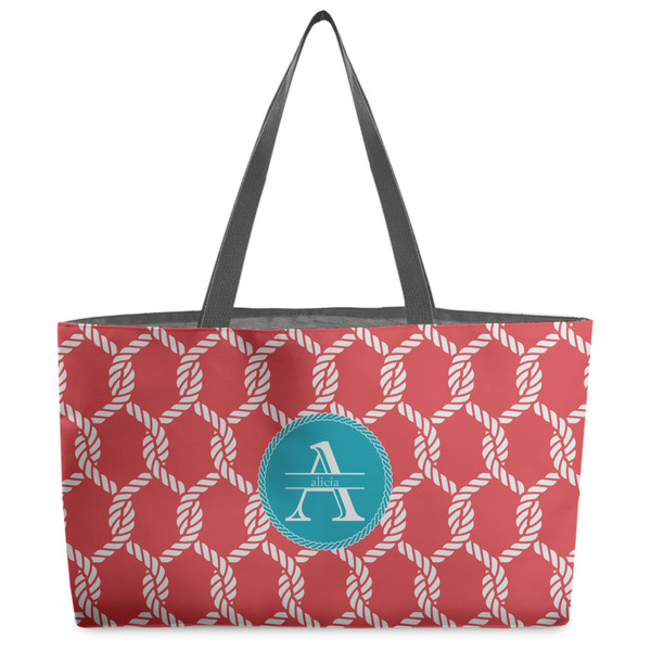 Custom Linked Rope Beach Totes Bag - w/ Black Handles (Personalized)