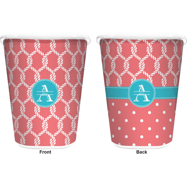 Linked Rope Trash Can White - Front and Back - Apvl