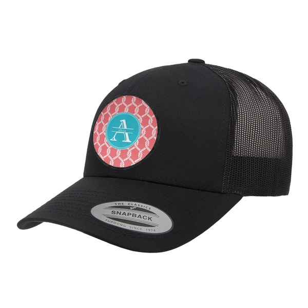 Custom Linked Rope Trucker Hat - Black (Personalized)