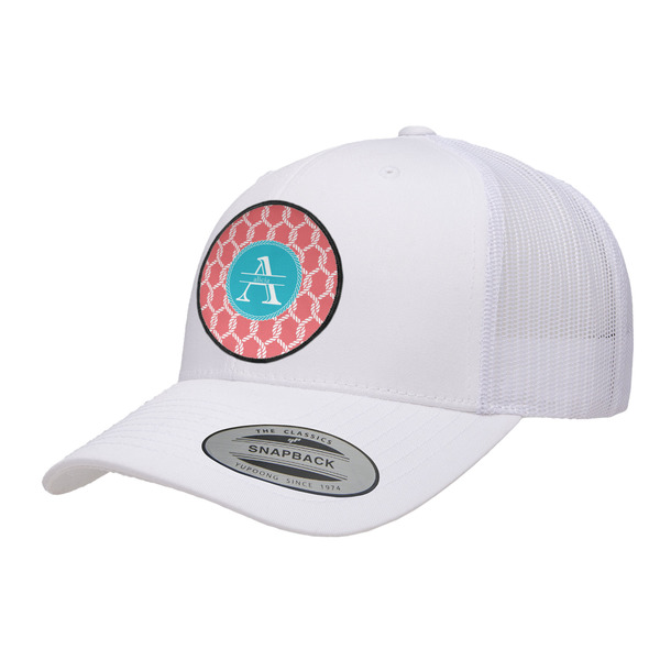 Custom Linked Rope Trucker Hat - White (Personalized)