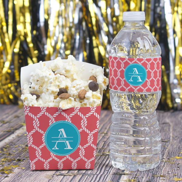 Linked Rope Water Bottle Label - w/ Favor Box