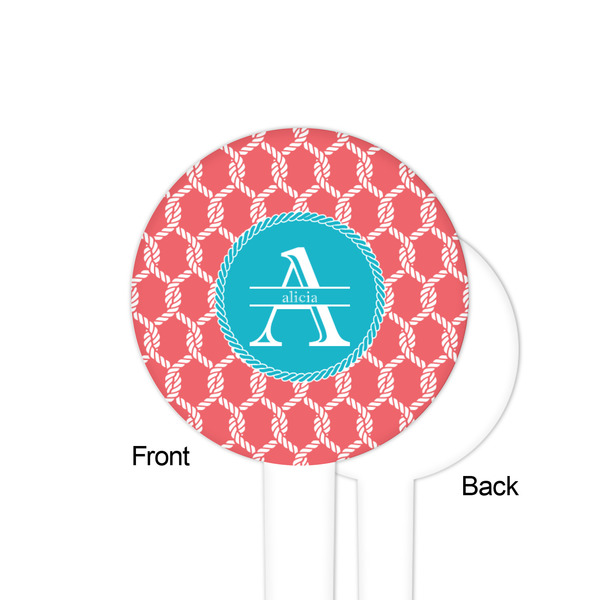 Linked Rope White Plastic 4" Food Pick - Round - Single Sided - Front & Back