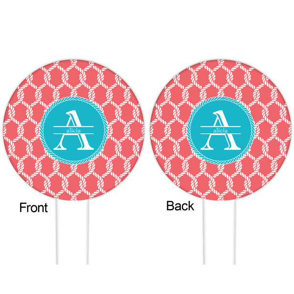 Linked Rope White Plastic 6" Food Pick - Round - Double Sided - Front & Back