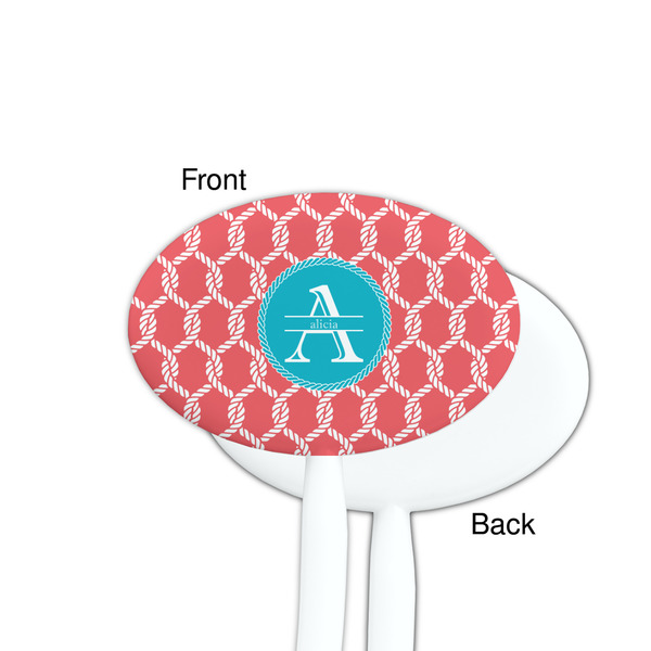 Linked Rope White Plastic 7" Stir Stick - Single Sided - Oval - Front & Back