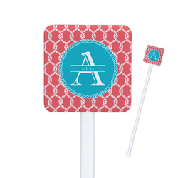 Linked Rope Square Plastic Stir Sticks - Single Sided (Personalized)