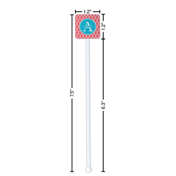 Linked Rope White Plastic Stir Stick - Square - Dimensions