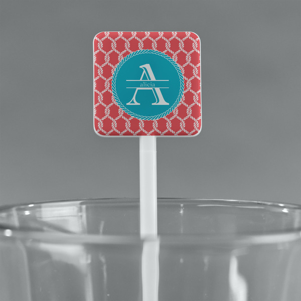 Linked Rope White Plastic Stir Stick - Square - Main