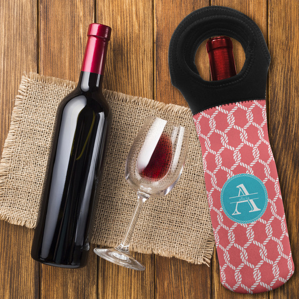 Linked Rope Wine Tote Bag - FLATLAY
