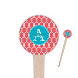 Linked Rope 4" Round Wooden Food Picks - Single Sided (Personalized)