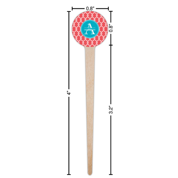 Linked Rope Wooden 4" Food Pick - Round - Dimensions