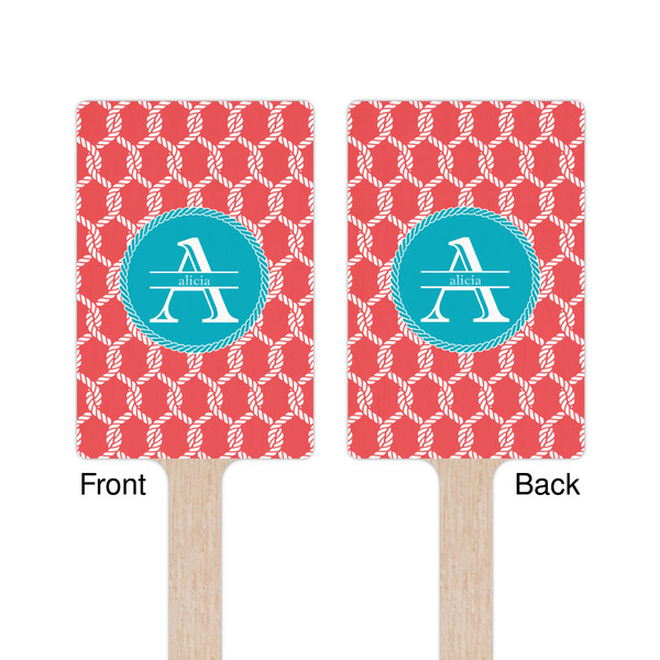 Linked Rope Wooden 6.25" Stir Stick - Rectangular - Double Sided - Front & Back