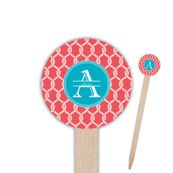 Linked Rope 6" Round Wooden Food Picks - Double Sided (Personalized)