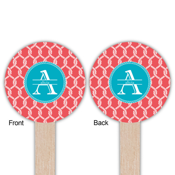 Linked Rope Wooden 6" Food Pick - Round - Double Sided - Front & Back