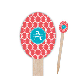 Linked Rope Oval Wooden Food Picks - Single Sided (Personalized)