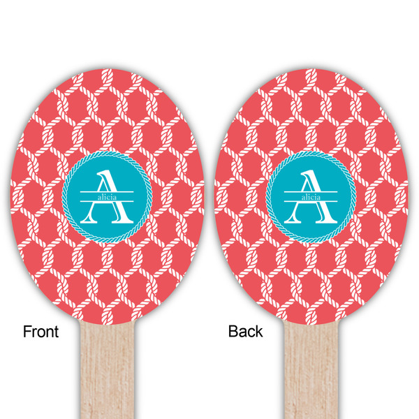 Linked Rope Wooden Food Pick - Oval - Double Sided - Front & Back