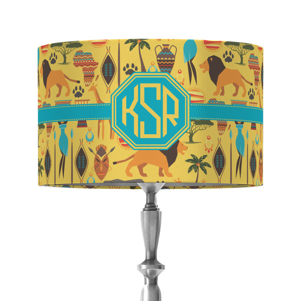 African Safari 12" Drum Lampshade - ON STAND (Fabric)