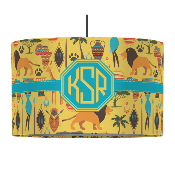Custom African Safari 12" Drum Pendant Lamp - Fabric (Personalized)