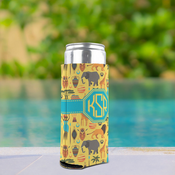 African Safari Can Cooler - Tall 12oz - In Context