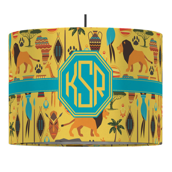 African Safari 16" Drum Lampshade - PENDANT (Fabric)
