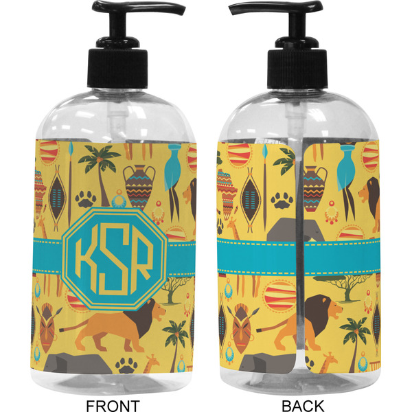 African Safari 16 oz Plastic Liquid Dispenser (Approval) - Black