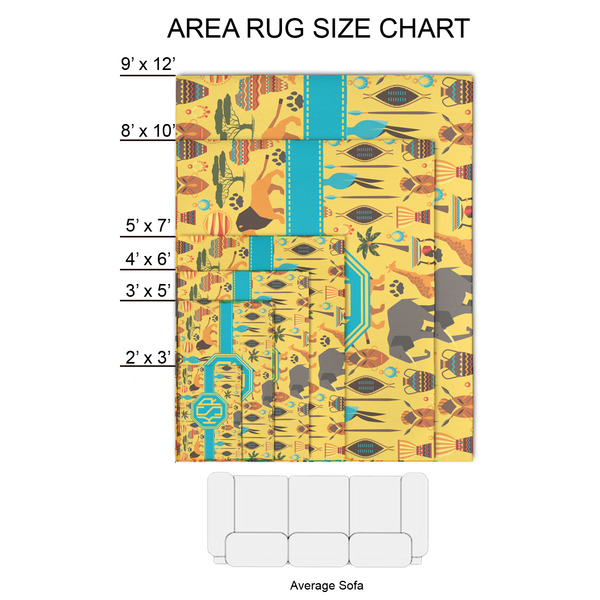 African Safari 2'x3' Indoor Area Rugs - Size Chart