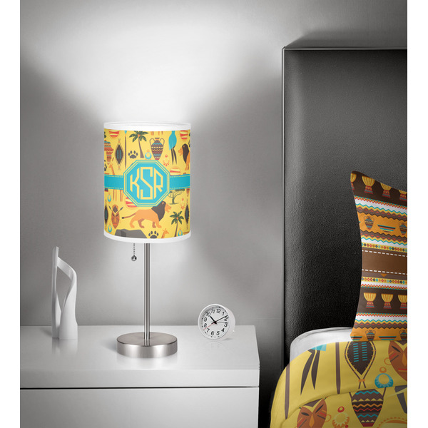 African Safari 7 inch drum lamp shade - in room