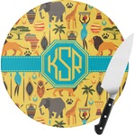 African Safari Round Glass Cutting Board - Small (Personalized)