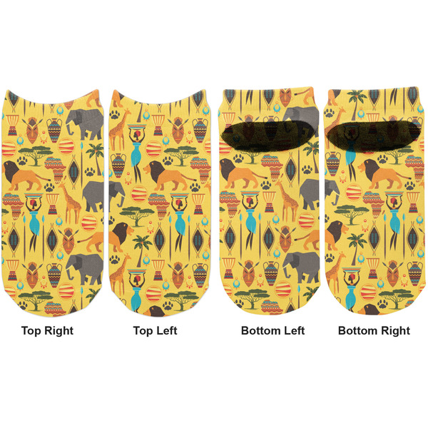 African Safari Adult Ankle Socks - Double Pair - Front and Back - Apvl