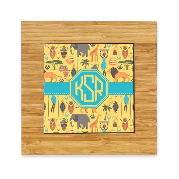 Custom African Safari Bamboo Trivet with Ceramic Tile Insert (Personalized)