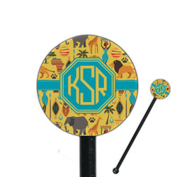 African Safari 5.5" Round Plastic Stir Sticks - Black - Single Sided (Personalized)