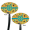 African Safari Black Plastic 7" Stir Stick - Double Sided - Oval - Front & Back