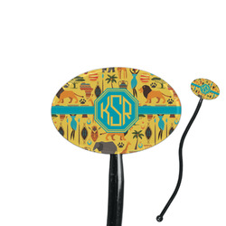 African Safari 7" Oval Plastic Stir Sticks - Black - Double Sided (Personalized)