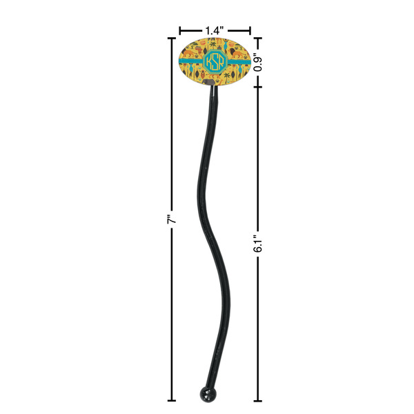 African Safari Black Plastic 7" Stir Stick - Oval - Dimensions