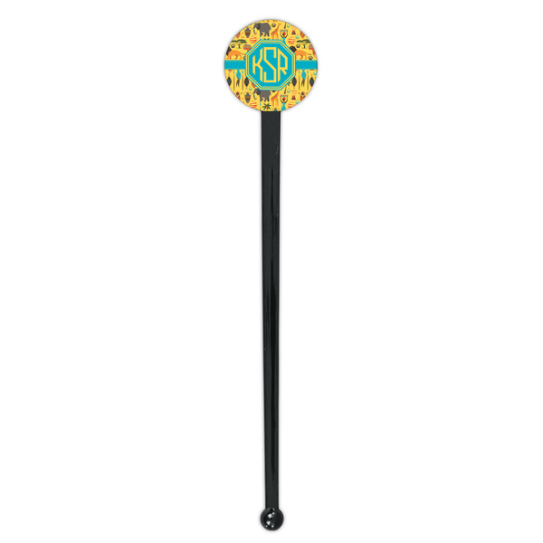African Safari Black Plastic 7" Stir Stick - Round - Single Stick