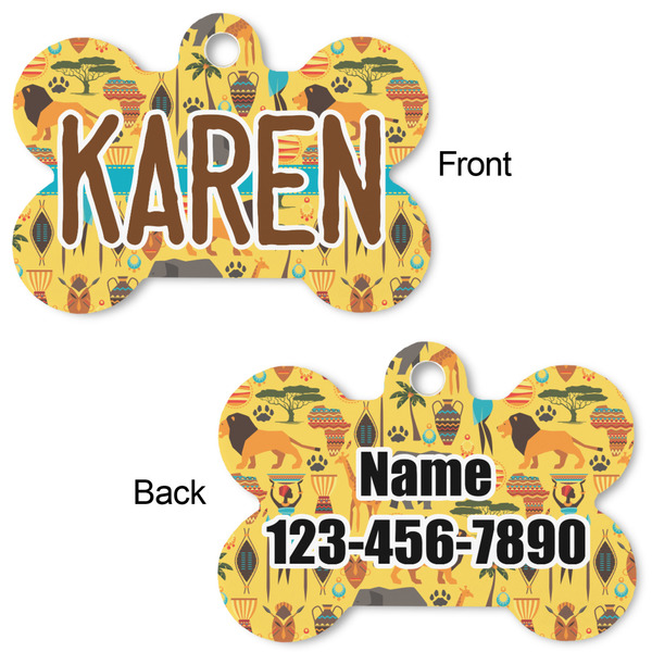 African Safari Bone Shaped Dog Tag - Front & Back