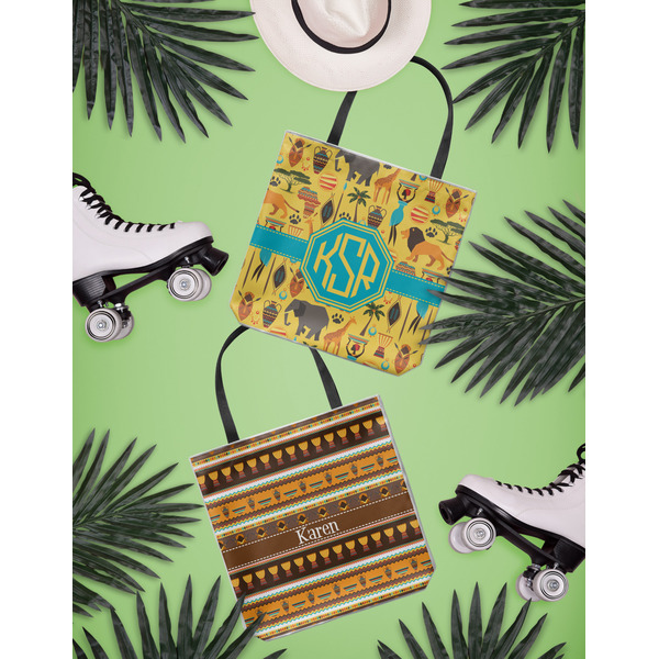 African Safari Canvas Tote Lifestyle Front and Back- 13x13