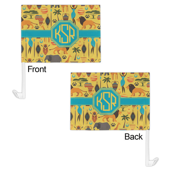 African Safari Car Flag - 11" x 8" - Front & Back View