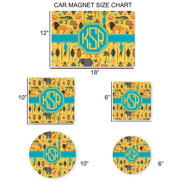 African Safari Car Magnets - SIZE CHART