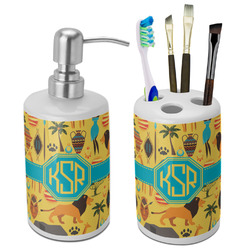 African Safari Ceramic Bathroom Accessories Set (Personalized)