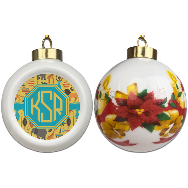 African Safari Ceramic Christmas Ornament - Poinsettias (APPROVAL)