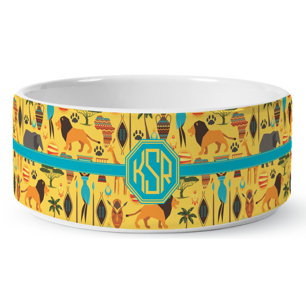 African Safari Ceramic Dog Bowl - Medium - Front