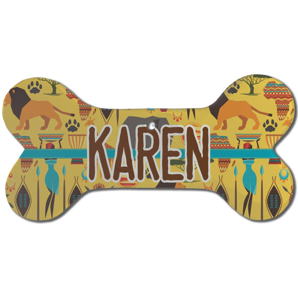 Custom African Safari Ceramic Dog Ornament - Front w/ Monogram