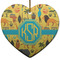 African Safari Heart Ceramic Ornament w/ Monogram
