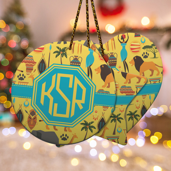 Custom African Safari Ceramic Ornament w/ Monogram